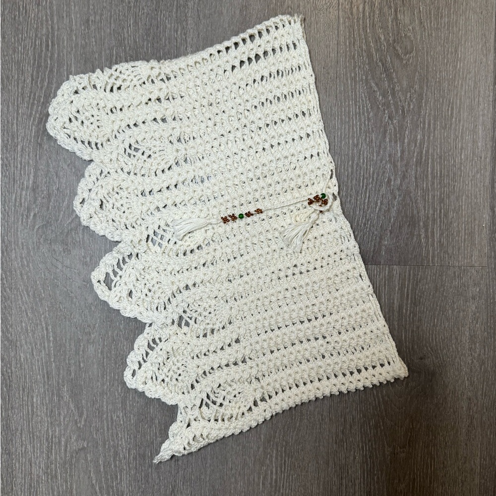 White Crochet Skirt with Beaded Detail